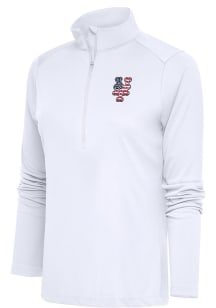 Antigua NY Mets Womens White Tribute 1/4 Zip Pullover