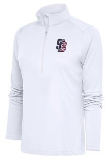 Antigua San Diego Padres Womens White Tribute 1/4 Zip Pullover