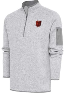 Antigua Cleveland Browns Mens Grey Dawg Fortune Long Sleeve 1/4 Zip Fashion Pullover