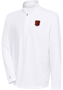 Antigua Cleveland Browns Mens White Dawg Tribute Long Sleeve 1/4 Zip Pullover