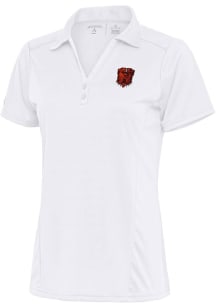 Antigua Cleveland Browns Womens White Dawg Tribute Short Sleeve Polo Shirt