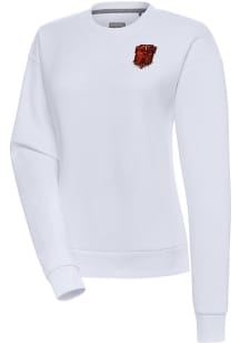 Antigua Cleveland Browns Womens White Dawg Victory Crew Sweatshirt
