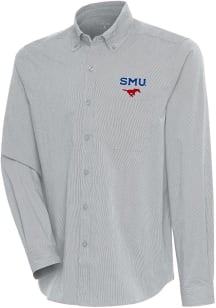 Antigua SMU Mustangs Mens Grey Compression Long Sleeve Dress Shirt