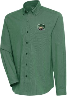 Antigua Ohio Bobcats Mens Green Compression Long Sleeve Dress Shirt
