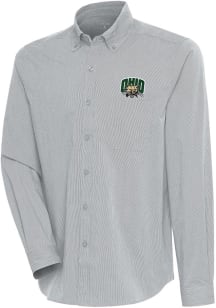 Antigua Ohio Bobcats Mens Grey Compression Long Sleeve Dress Shirt