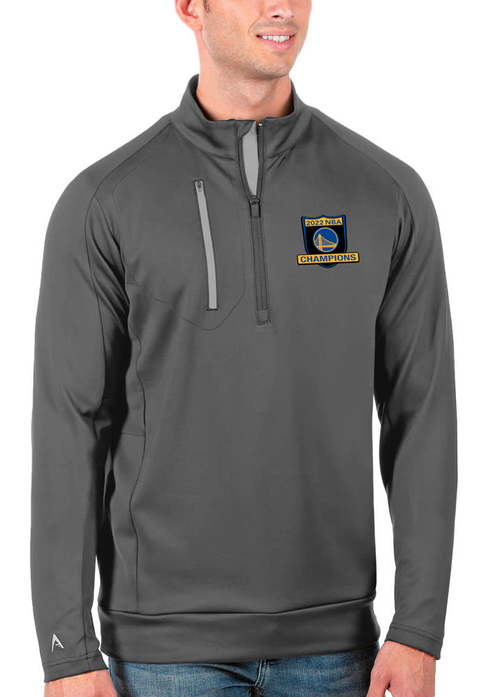 Antigua Golden State Warriors Mens Silver 2022 NBA Champions Generation Long Sleeve 1/4 Zip Pullover