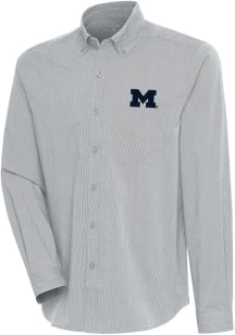 Antigua Michigan Wolverines Mens Grey Compression Long Sleeve Dress Shirt