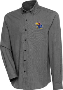 Antigua Kansas Jayhawks Mens Black Compression Long Sleeve Dress Shirt