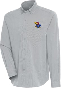 Antigua Kansas Jayhawks Mens Grey Compression Long Sleeve Dress Shirt