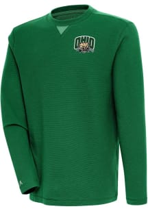 Antigua Ohio Bobcats Mens Green Flier Bunker Long Sleeve Crew Sweatshirt