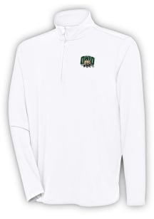 Antigua Ohio Bobcats Mens White Hunk Long Sleeve 1/4 Zip Pullover