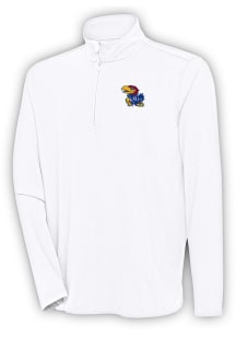 Antigua Kansas Jayhawks Mens White Hunk Long Sleeve 1/4 Zip Pullover