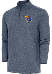 Antigua Kansas Jayhawks Mens Navy Blue Hunk Long Sleeve 1/4 Zip Pullover