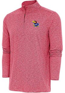 Antigua Kansas Jayhawks Mens Red Hunk Long Sleeve Qtr Zip Pullover