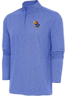 Antigua Kansas Jayhawks Mens Blue Hunk Long Sleeve 1/4 Zip Pullover