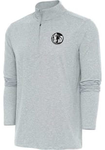 Antigua Dallas Mavericks Mens Grey Metallic Logo Hunk Long Sleeve 1/4 Zip Pullover