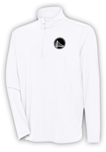 Antigua Golden State Warriors Mens White Metallic Logo Hunk Long Sleeve 1/4 Zip Pullover