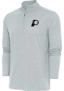 Antigua Indiana Pacers Mens Grey Metallic Logo Hunk Long Sleeve 1/4 Zip Pullover