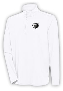 Antigua Memphis Grizzlies Mens White Metallic Logo Hunk Long Sleeve 1/4 Zip Pullover