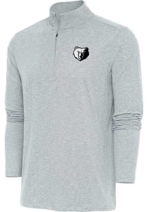 Antigua Memphis Grizzlies Mens Grey Metallic Logo Hunk Long Sleeve 1/4 Zip Pullover
