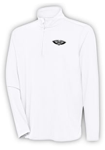 Antigua New Orleans Pelicans Mens White Metallic Logo Hunk Long Sleeve 1/4 Zip Pullover