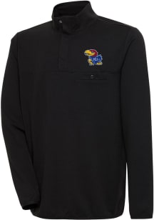 Antigua Kansas Jayhawks Mens Black Steamer Long Sleeve 1/4 Zip Pullover