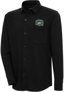 Antigua Ohio Bobcats Mens Black Steamer Shacket Long Sleeve Dress Shirt