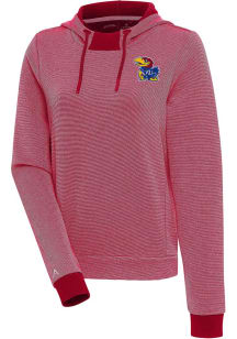 Antigua Kansas Jayhawks Womens Red Axe Bunker Hooded Sweatshirt