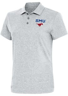 Antigua SMU Mustangs Womens Grey Motivated Short Sleeve Polo Shirt