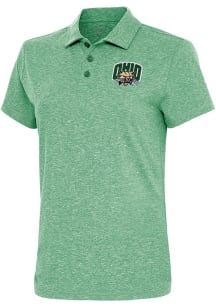 Antigua Ohio Bobcats Womens Green Motivated Short Sleeve Polo Shirt