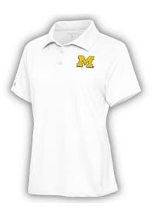 Antigua Michigan Wolverines Womens White Motivated Short Sleeve Polo Shirt