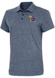 Antigua Kansas Jayhawks Womens Navy Blue Motivated Short Sleeve Polo Shirt