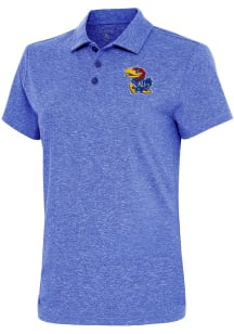 Antigua Kansas Jayhawks Womens Blue Motivated Short Sleeve Polo Shirt