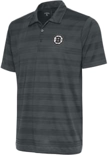Antigua Boston Bruins Mens Grey Metallic Logo Compass Short Sleeve Polo