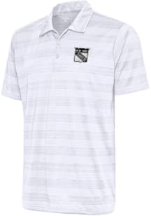 Antigua New York Rangers Mens White Metallic Logo Compass Short Sleeve Polo