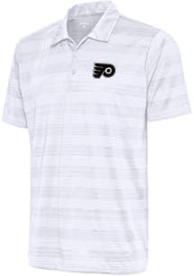 Antigua Philadelphia Flyers Mens White Metallic Logo Compass Short Sleeve Polo
