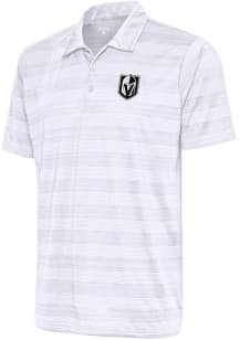 Antigua Vegas Golden Knights Mens White Metallic Logo Compass Short Sleeve Polo