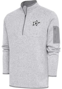Antigua Dallas Stars Mens Grey Metallic Logo Fortune Long Sleeve 1/4 Zip Pullover