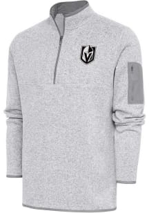 Antigua Vegas Golden Knights Mens Grey Metallic Logo Fortune Long Sleeve 1/4 Zip Pullover