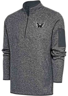 Antigua Washington Capitals Mens Grey Metallic Logo Fortune Long Sleeve 1/4 Zip Pullover