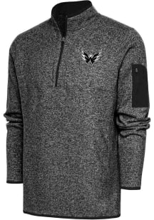 Antigua Washington Capitals Mens Black Metallic Logo Fortune Long Sleeve 1/4 Zip Pullover