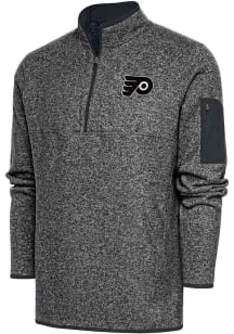 Antigua Philadelphia Flyers Mens Grey Metallic Logo Fortune Big and Tall 1/4 Zip Pullover