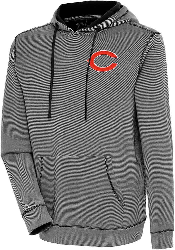 Antigua Chicago Bears Black Axe Bunker Long Sleeve Hoodie, Black, 86% Cotton / 11% Polyester / 3% SPANDEX, Size L, Rally House