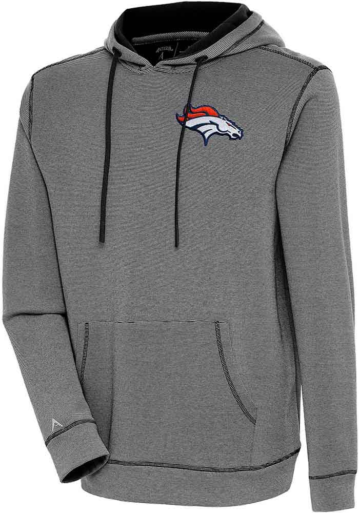 Antigua Denver Broncos Oatmeal Axe Bunker Long Sleeve Hoodie, Oatmeal, 86% Cotton / 11% Polyester / 3% SPANDEX, Size XL, Rally House