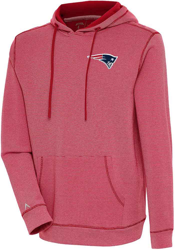 Antigua New England Patriots Red Axe Bunker Long Sleeve Hoodie, Red, 86% Cotton / 11% Polyester / 3% SPANDEX, Size 2XL, Rally House