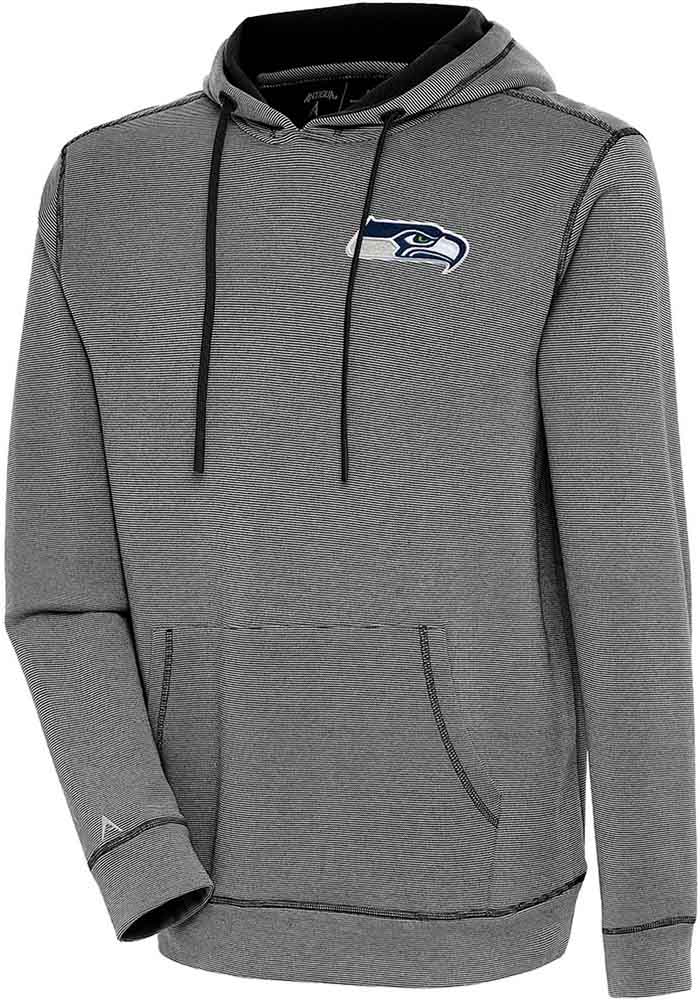 Antigua Seattle Seahawks Black Axe Bunker Long Sleeve Hoodie, Black, 86% Cotton / 11% Polyester / 3% SPANDEX, Size S, Rally House