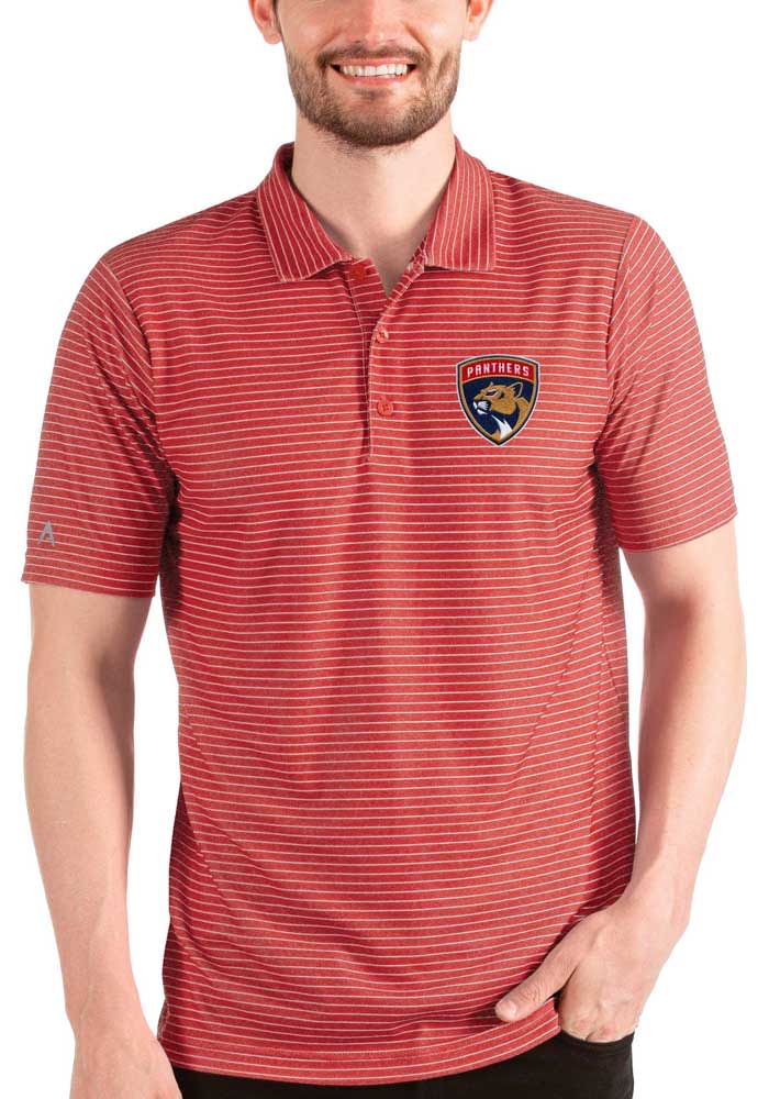 Antigua Florida Panthers Mens Red Esteem Short Sleeve Polo