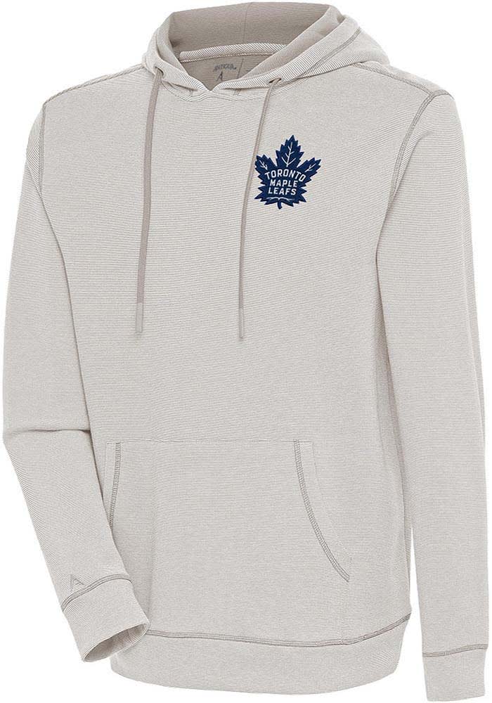 Antigua Toronto Maple Leafs Oatmeal Axe Bunker Long Sleeve Hoodie, Oatmeal, 86% Cotton / 11% Polyester / 3% SPANDEX, Size S, Rally House