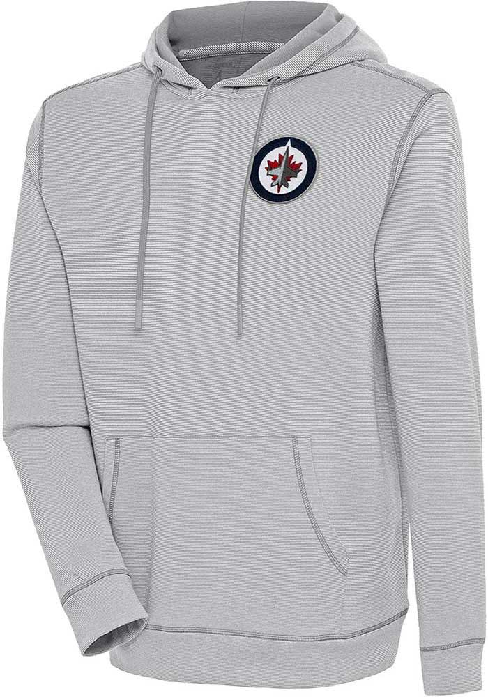 Antigua Winnipeg Jets Grey Flier Bunker Long Sleeve Crew Sweatshirt, Grey, 86% Cotton / 11% Polyester / 3% SPANDEX, Size 2XL, Rally House