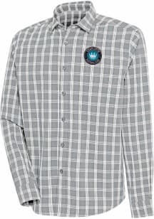 Antigua Charlotte FC Mens Grey Carry Long Sleeve Dress Shirt